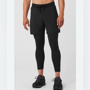 Men's ALO YOGA Stability 2 in 1 Pant (REPAIR), Black | Sz LG‎